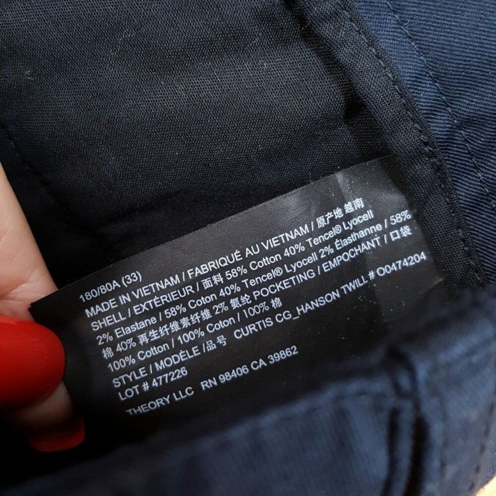 THEORY Pants Mens Size 33 Navy Cargo Drawstring Trouser CURTIS Hanson Twill $245 - Picture 8 of 10